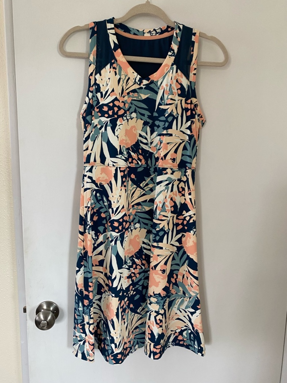 Title Nine Active Midi Dress Navy w/Peach accents Golf Tennis Pickleball small